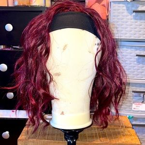 New! Wine red headband wig